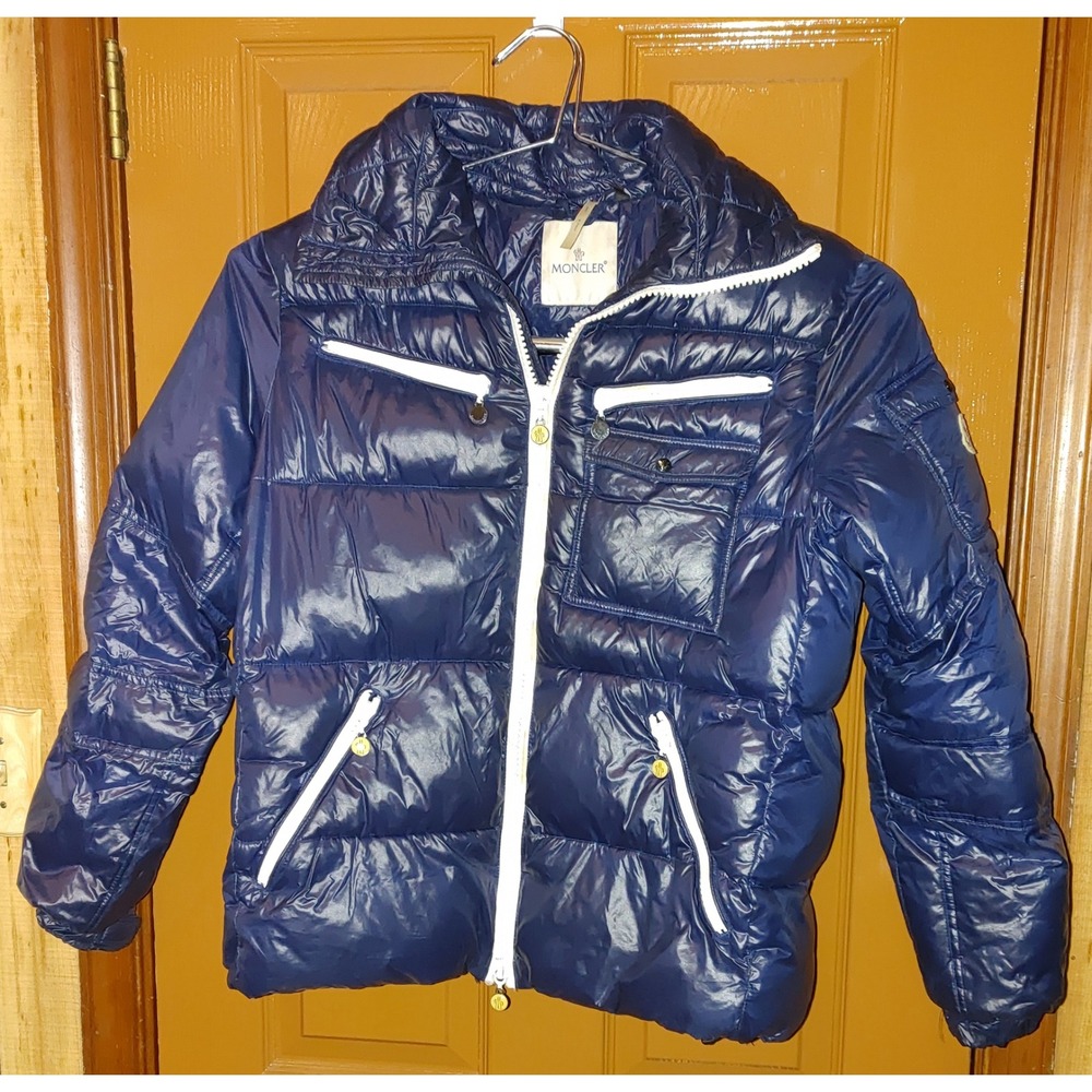 Moncler Puffer Jacket Mens Large Navy Blue Good High Shine Down Fill